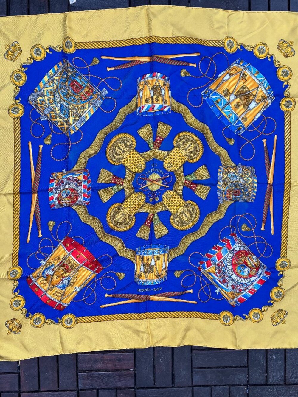 Hermes Silk Les Tambours Scarf 90 - Picture 2 of 8